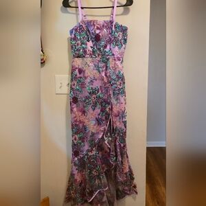 Boston Proper Purple Floral Midi Dress